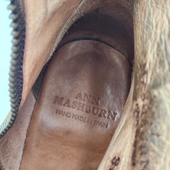 Ann Mashburn Brown Suede Ankle Booties Women 39 Side Zip Heel Boho Western S0064 - Picture 7 of 8